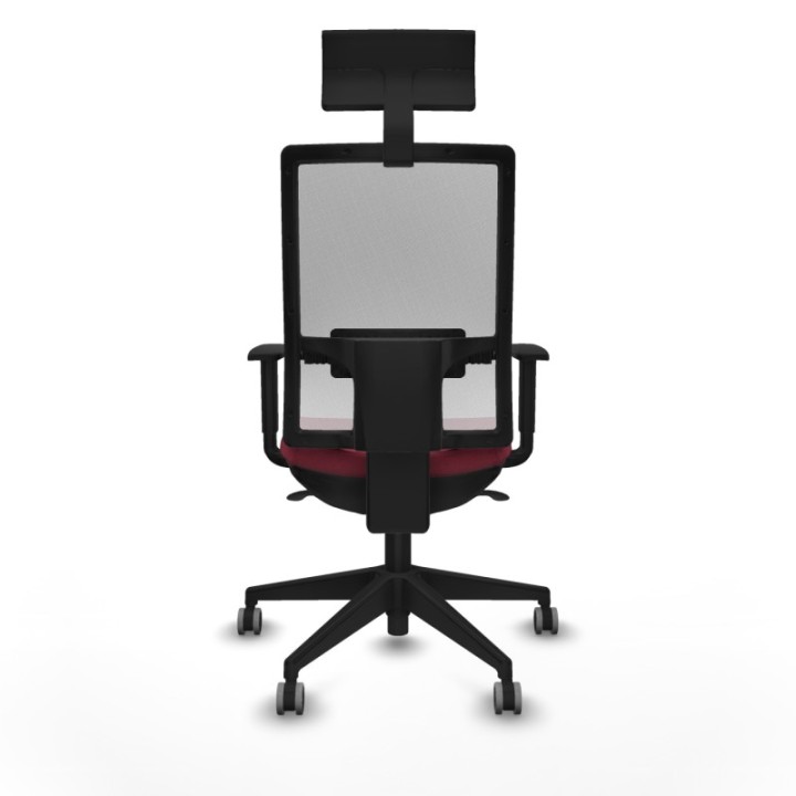 Horna sincro malla blanca bali granate brazos 1D base piramidal cabecero fijo ruedas 65mm engomadas