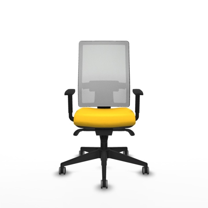 Horna sincro malla blanca similpiel amarillo brazos 1D base piramidal  ruedas 65mm engomadas