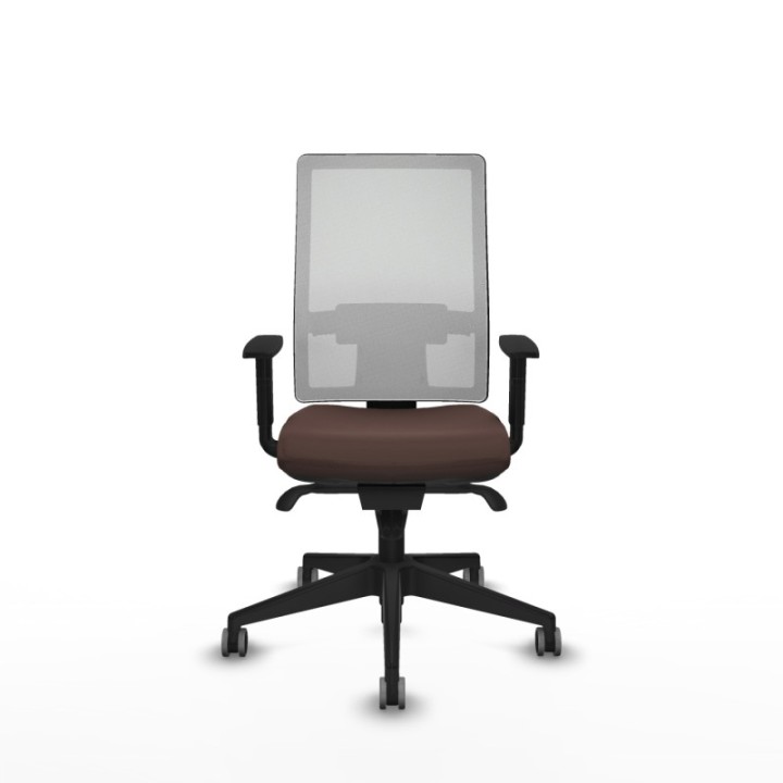 Horna sincro malla blanca similpiel marrón oscuro brazos 1D base piramidal  ruedas 65mm engomadas