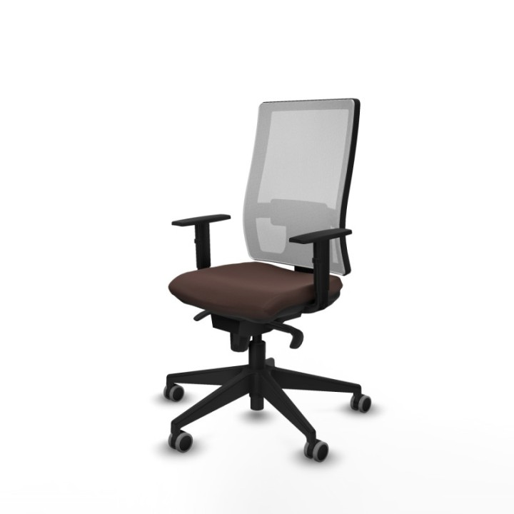 Horna sincro malla blanca similpiel marrón oscuro brazos 1D base piramidal  ruedas 65mm engomadas