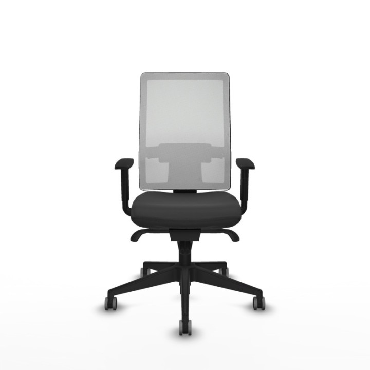 Horna sincro malla blanca similpiel gris oscuro brazos 1D base piramidal  ruedas 65mm engomadas