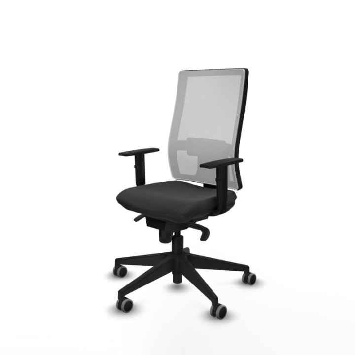 Horna sincro malla blanca similpiel gris oscuro brazos 1D base piramidal  ruedas 65mm engomadas