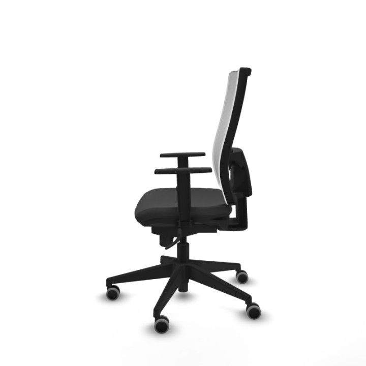 Horna sincro malla blanca similpiel gris oscuro brazos 1D base piramidal  ruedas 65mm engomadas