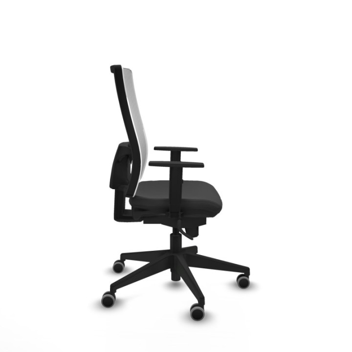 Horna sincro malla blanca similpiel gris oscuro brazos 1D base piramidal  ruedas 65mm engomadas