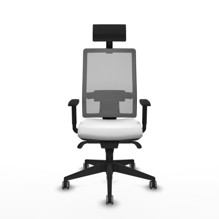 Horna sincro malla gris bali blanco brazos 1D base piramidal cabecero fijo ruedas 65mm engomadas