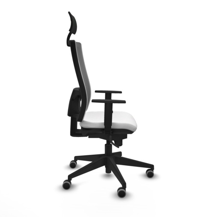 Horna sincro malla gris bali blanco brazos 1D base piramidal cabecero fijo ruedas 65mm engomadas