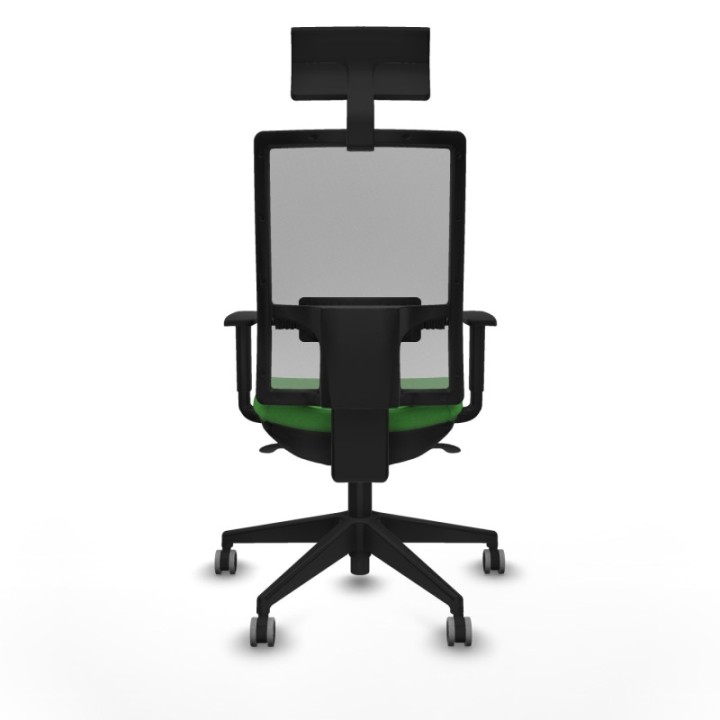 Horna sincro malla gris bali verde brazos 1D base piramidal cabecero fijo ruedas 65mm engomadas