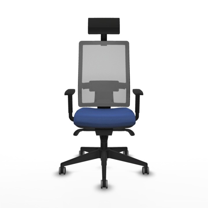 Horna sincro malla gris bali azul marino brazos 1D base piramidal cabecero fijo ruedas 65mm engomadas