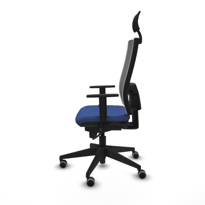 Horna sincro malla gris bali azul marino brazos 1D base piramidal cabecero fijo ruedas 65mm engomadas