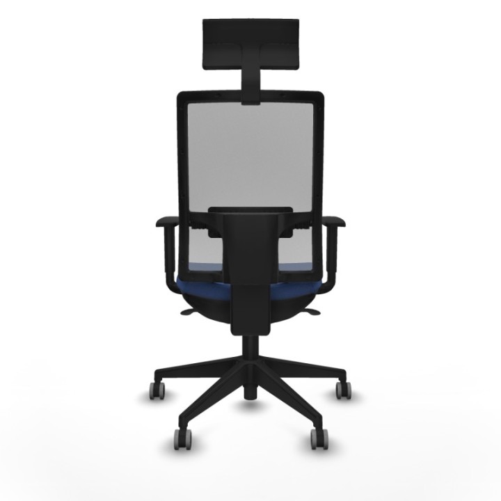 Horna sincro malla gris bali azul marino brazos 1D base piramidal cabecero fijo ruedas 65mm engomadas