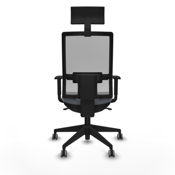 Horna sincro malla gris bali gris brazos 1D base piramidal cabecero fijo ruedas 65mm engomadas