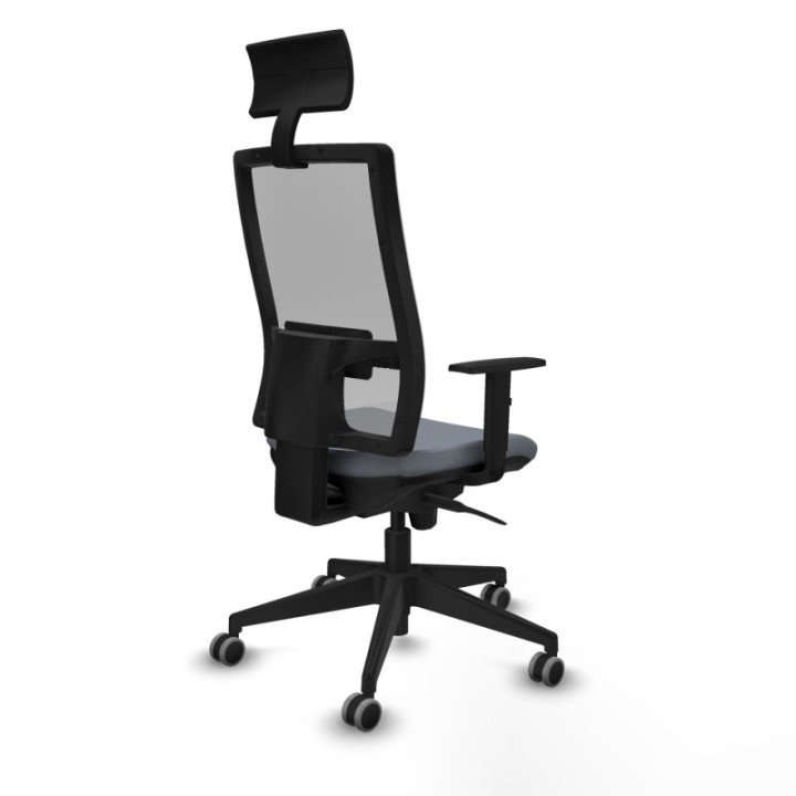 Horna sincro malla gris bali gris brazos 1D base piramidal cabecero fijo ruedas 65mm engomadas