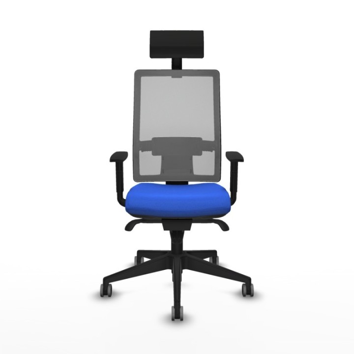 Horna sincro malla gris bali azul brazos 1D base piramidal cabecero fijo ruedas 65mm engomadas