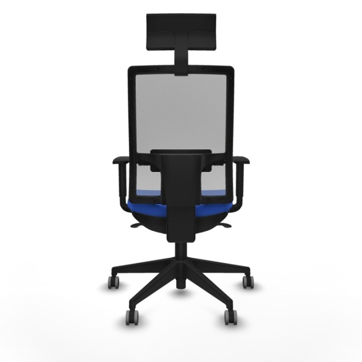 Horna sincro malla gris bali azul brazos 1D base piramidal cabecero fijo ruedas 65mm engomadas