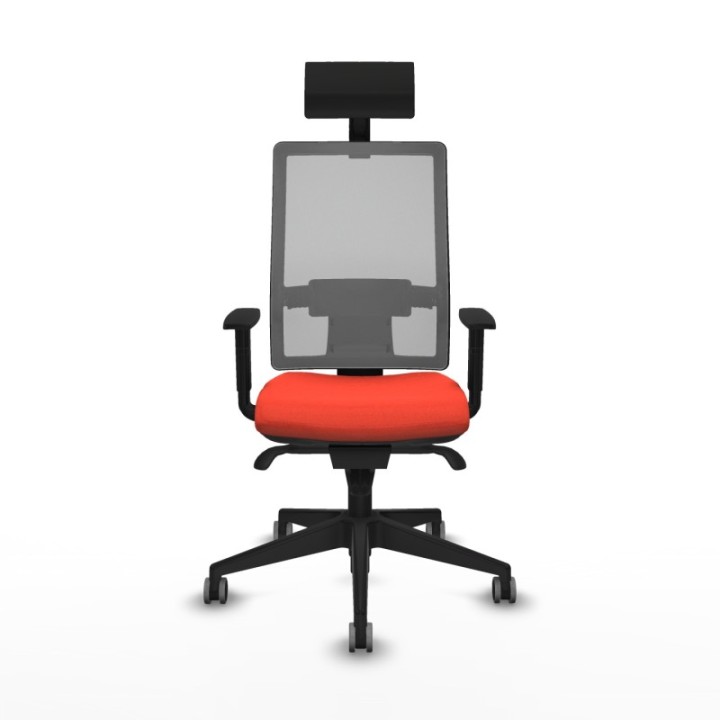 Horna sincro malla gris bali naranja oscuro brazos 1D base piramidal cabecero fijo ruedas 65mm engomadas