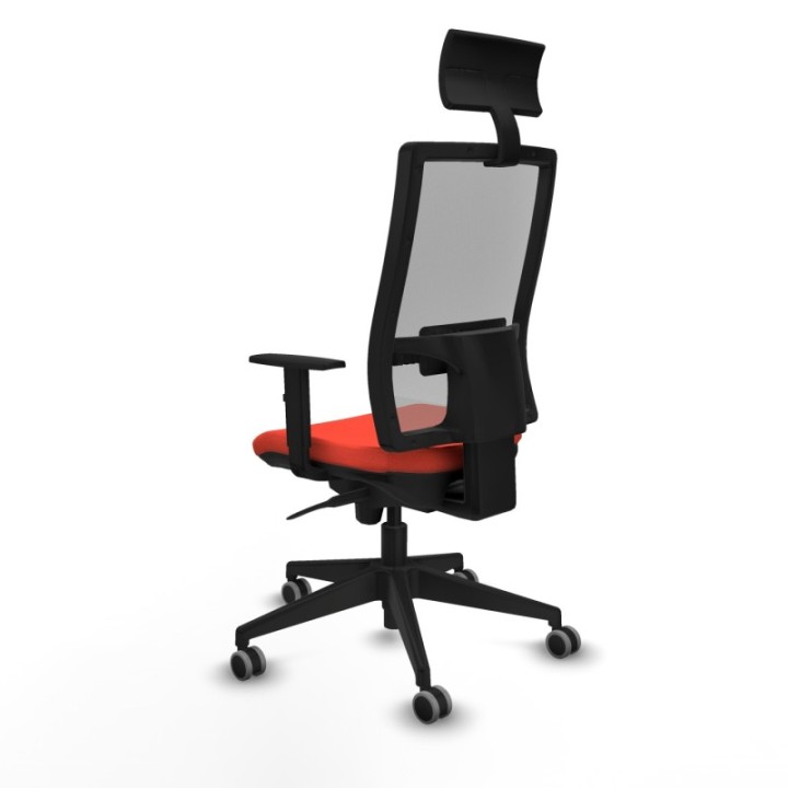 Horna sincro malla gris bali naranja oscuro brazos 1D base piramidal cabecero fijo ruedas 65mm engomadas