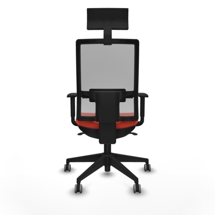 Horna sincro malla gris bali naranja oscuro brazos 1D base piramidal cabecero fijo ruedas 65mm engomadas