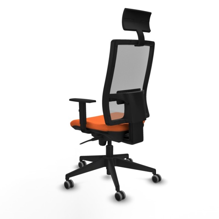 Horna sincro malla gris bali naranja brazos 1D base piramidal cabecero fijo ruedas 65mm engomadas