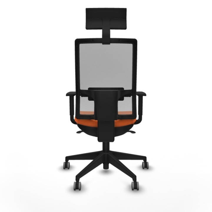 Horna sincro malla gris bali naranja brazos 1D base piramidal cabecero fijo ruedas 65mm engomadas