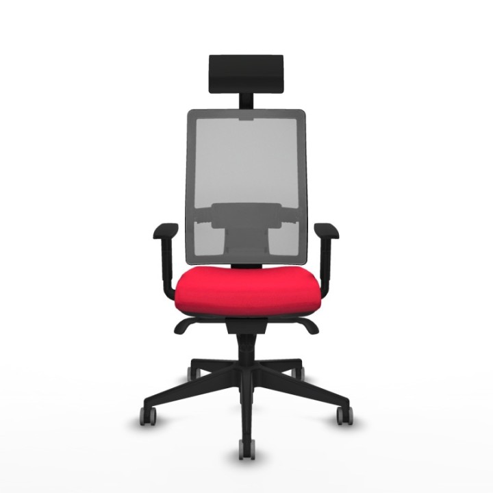 Horna sincro malla gris bali rojo brazos 1D base piramidal cabecero fijo ruedas 65mm engomadas