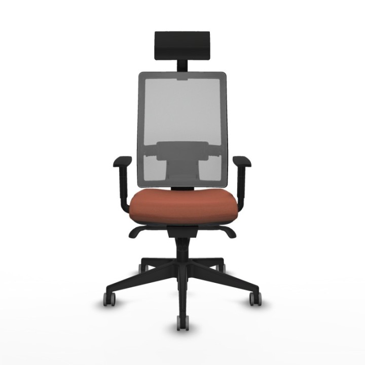 Horna sincro malla gris bali marrón brazos 1D base piramidal cabecero fijo ruedas 65mm engomadas