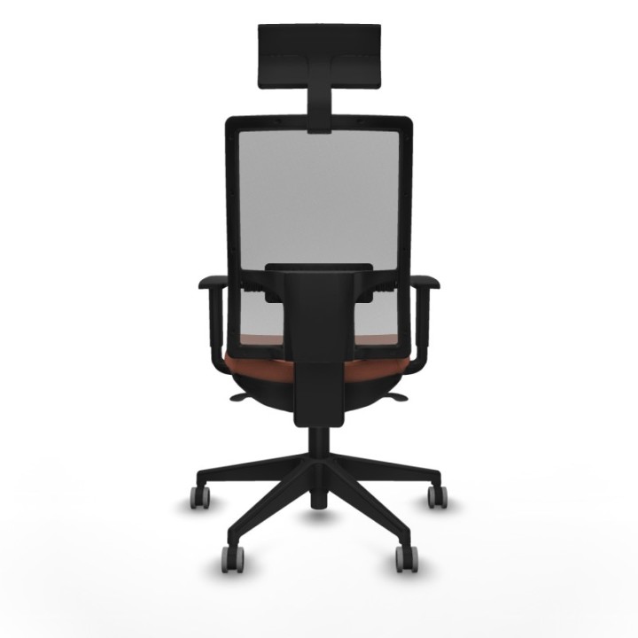 Horna sincro malla gris bali marrón brazos 1D base piramidal cabecero fijo ruedas 65mm engomadas