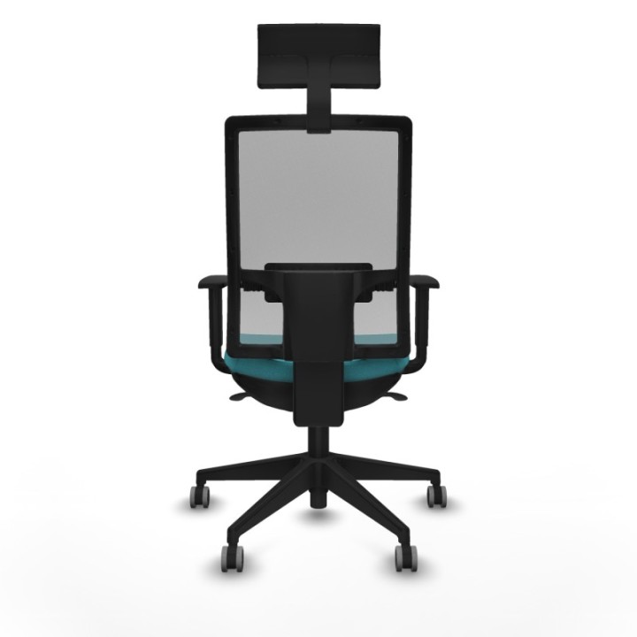 Horna sincro malla gris bali turquesa brazos 1D base piramidal cabecero fijo ruedas 65mm engomadas