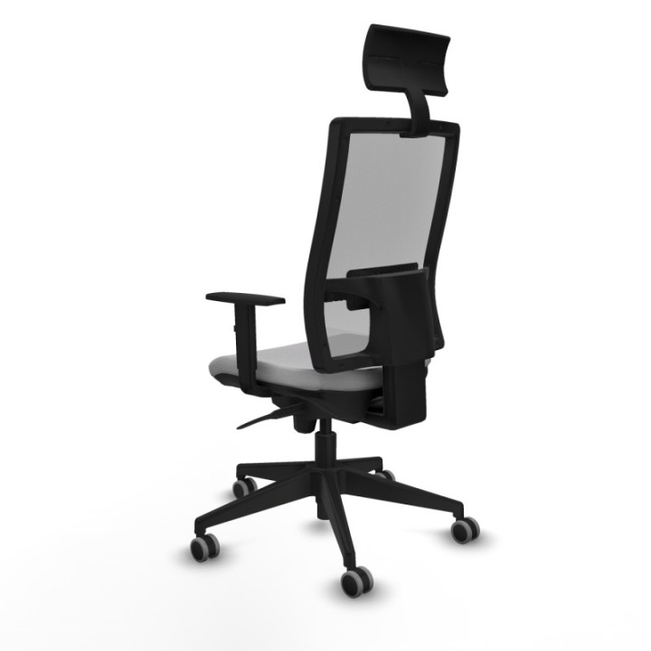 Horna sincro malla gris bali gris claro brazos 1D base piramidal cabecero fijo ruedas 65mm engomadas