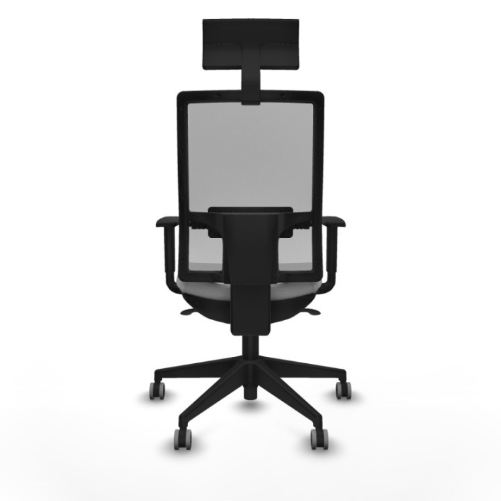 Horna sincro malla gris bali gris claro brazos 1D base piramidal cabecero fijo ruedas 65mm engomadas