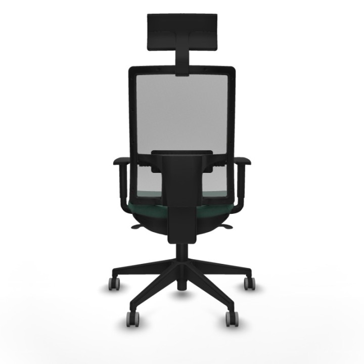 Horna sincro malla gris bali verde botella brazos 1D base piramidal cabecero fijo ruedas 65mm engomadas