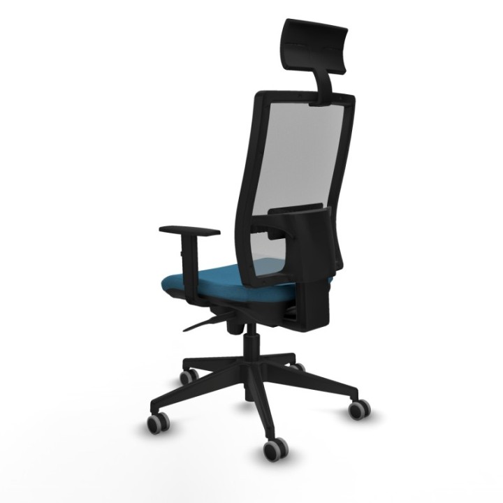 Horna sincro malla gris bali verde petroleo brazos 1D base piramidal cabecero fijo ruedas 65mm engomadas