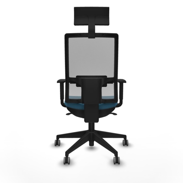 Horna sincro malla gris bali verde petroleo brazos 1D base piramidal cabecero fijo ruedas 65mm engomadas