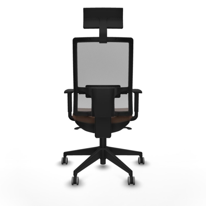 Horna sincro malla gris bali marrón oscuro brazos 1D base piramidal cabecero fijo ruedas 65mm engomadas