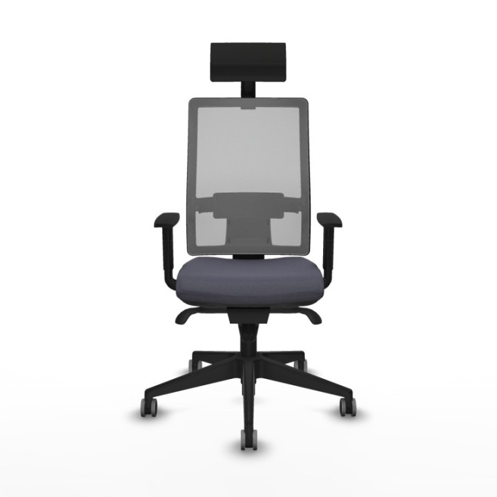 Horna sincro malla gris bali gris oscuro brazos 1D base piramidal cabecero fijo ruedas 65mm engomadas