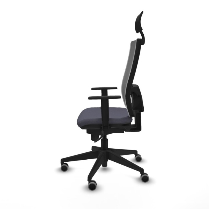 Horna sincro malla gris bali gris oscuro brazos 1D base piramidal cabecero fijo ruedas 65mm engomadas