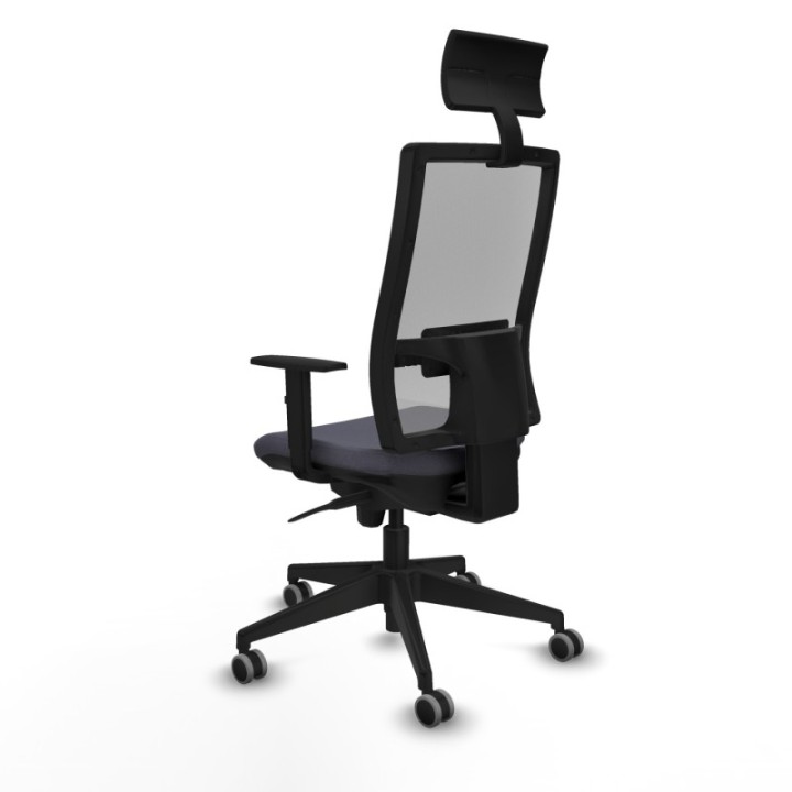 Horna sincro malla gris bali gris oscuro brazos 1D base piramidal cabecero fijo ruedas 65mm engomadas