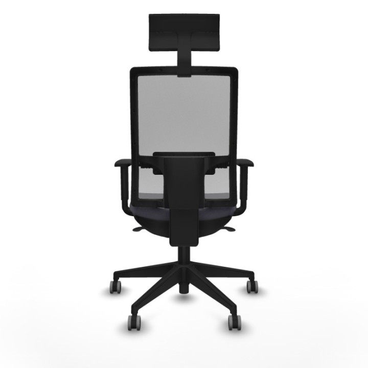 Horna sincro malla gris bali gris oscuro brazos 1D base piramidal cabecero fijo ruedas 65mm engomadas