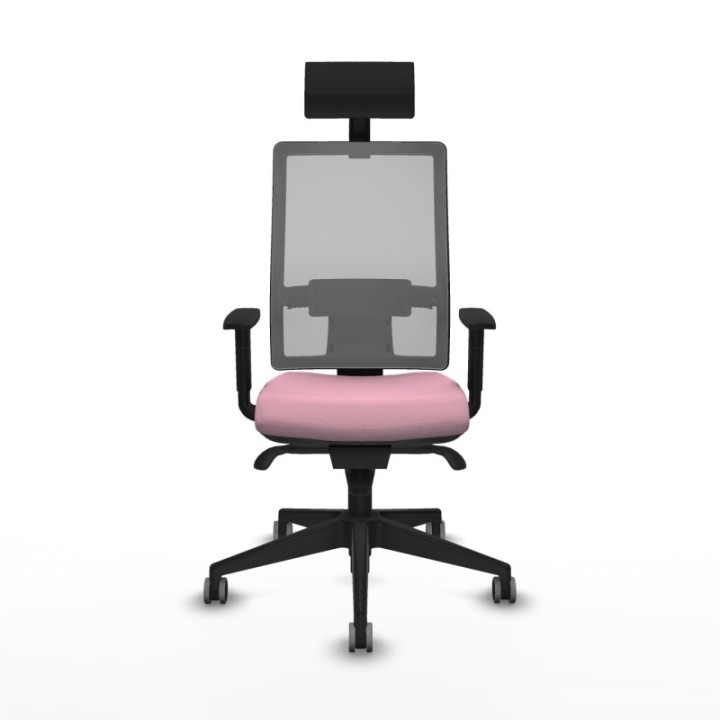 Horna sincro malla gris bali rosa brazos 1D base piramidal cabecero fijo ruedas 65mm engomadas