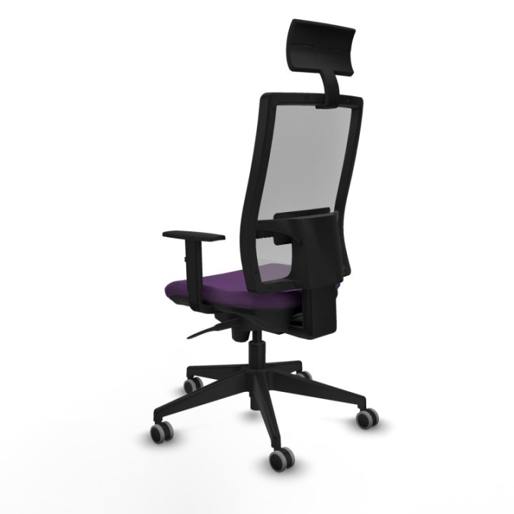 Horna sincro malla gris bali morado brazos 1D base piramidal cabecero fijo ruedas 65mm engomadas