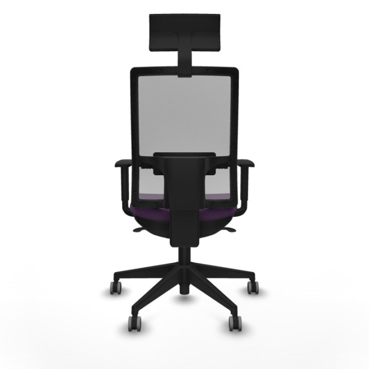 Horna sincro malla gris bali morado brazos 1D base piramidal cabecero fijo ruedas 65mm engomadas