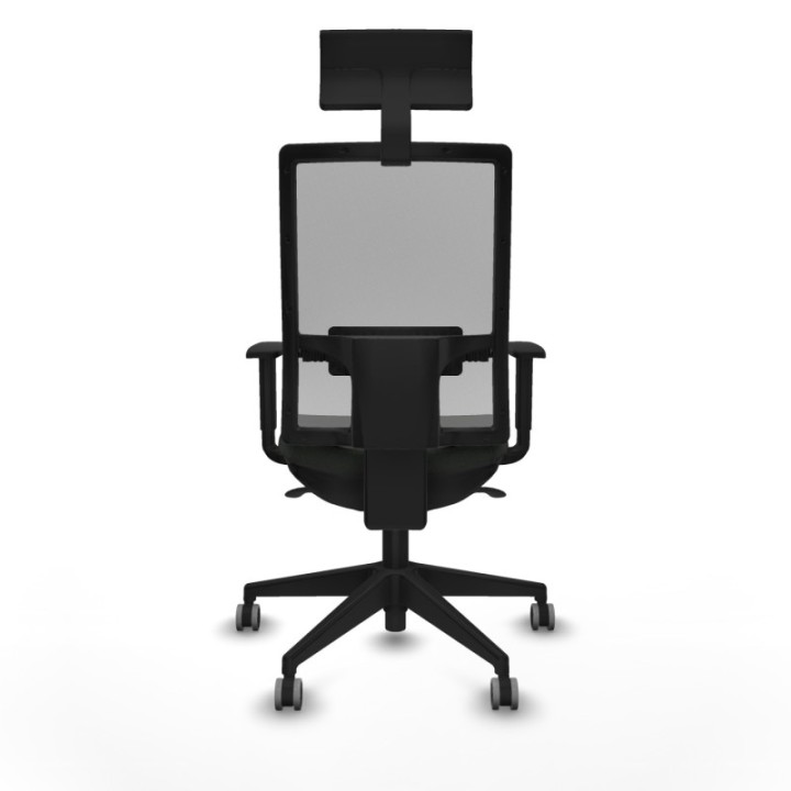 Horna sincro malla gris bali negro brazos 1D base piramidal cabecero fijo ruedas 65mm engomadas