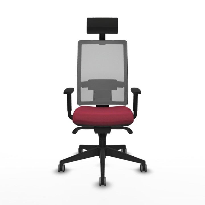 Horna sincro malla gris bali granate brazos 1D base piramidal cabecero fijo ruedas 65mm engomadas