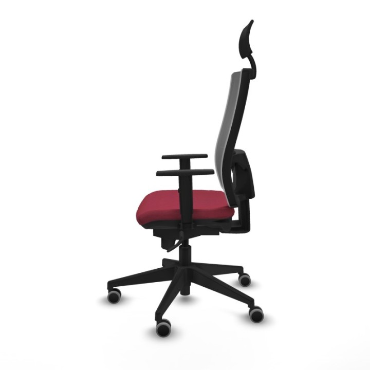 Horna sincro malla gris bali granate brazos 1D base piramidal cabecero fijo ruedas 65mm engomadas