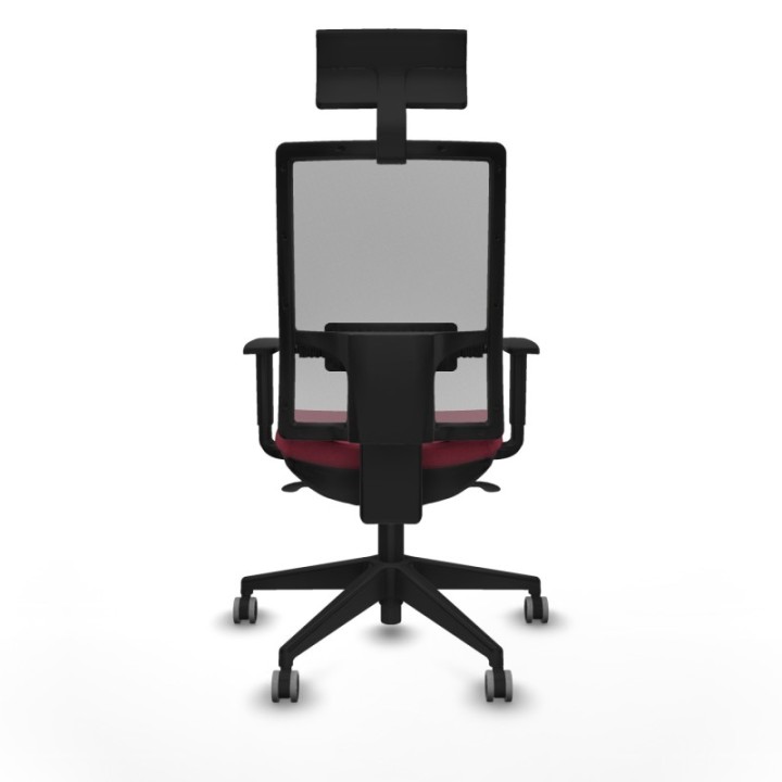 Horna sincro malla gris bali granate brazos 1D base piramidal cabecero fijo ruedas 65mm engomadas