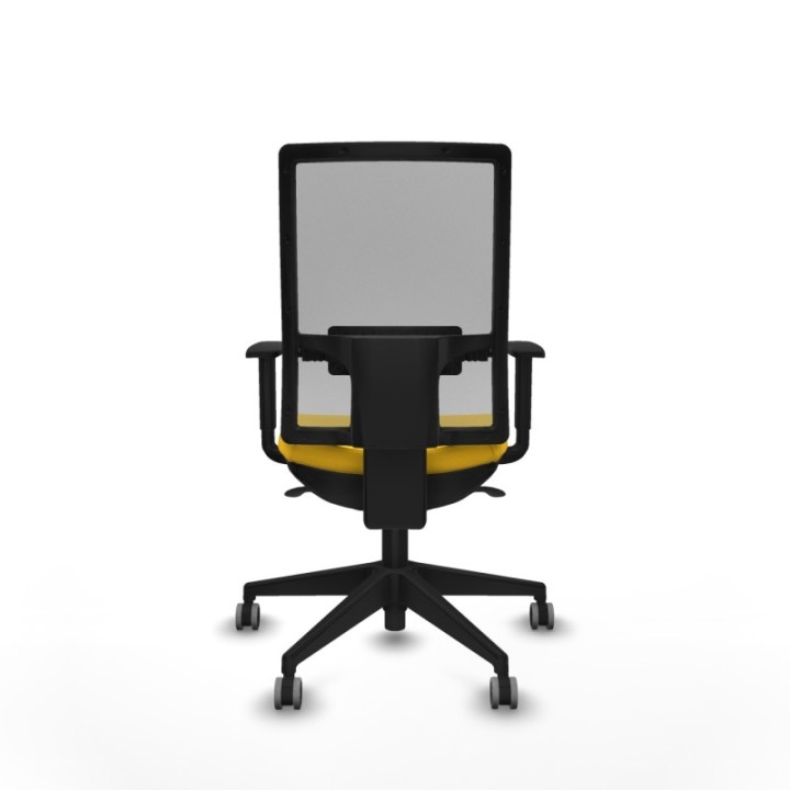 Horna sincro malla gris similpiel amarillo brazos 1D base piramidal  ruedas 65mm engomadas