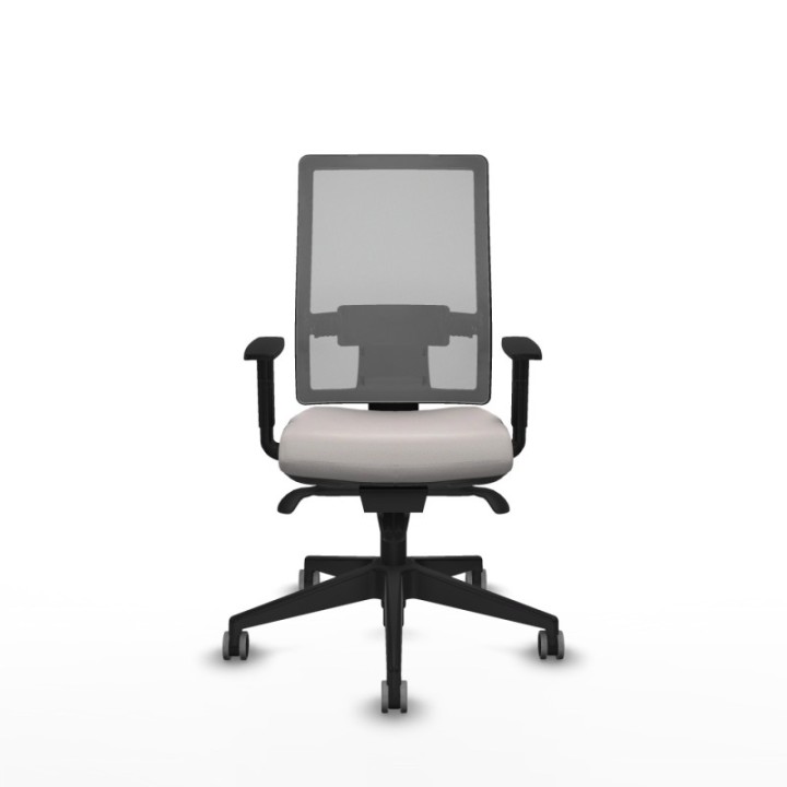 Horna sincro malla gris similpiel blanco brazos 1D base piramidal  ruedas 65mm engomadas