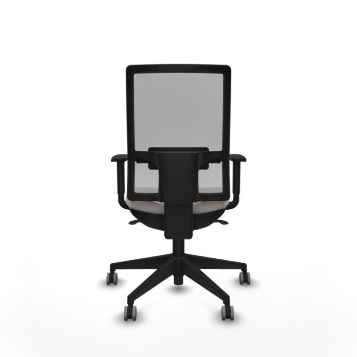 Horna sincro malla gris similpiel blanco brazos 1D base piramidal  ruedas 65mm engomadas