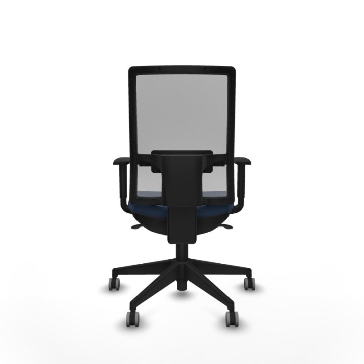 Horna sincro malla gris similpiel azul marino brazos 1D base piramidal  ruedas 65mm engomadas