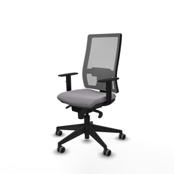 Horna sincro malla gris similpiel gris brazos 1D base piramidal  ruedas 65mm engomadas