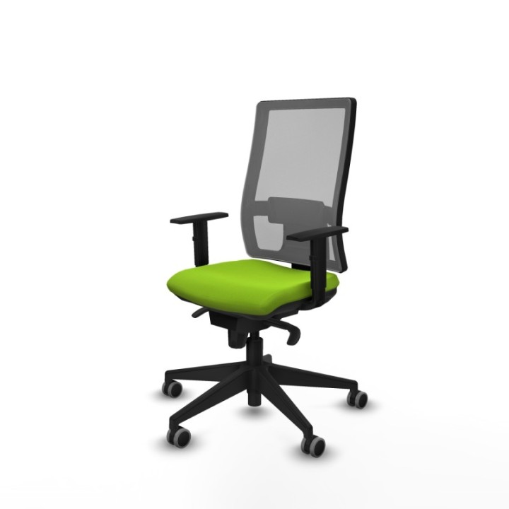 Horna sincro malla gris similpiel pistacho brazos 1D base piramidal  ruedas 65mm engomadas